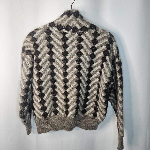 Samband of Iceland Vtg Wool Crop Cardigan Sweater Herringbone Chunky Knit XL - Picture 5 of 9